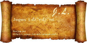 Jeges Lóránt névjegykártya